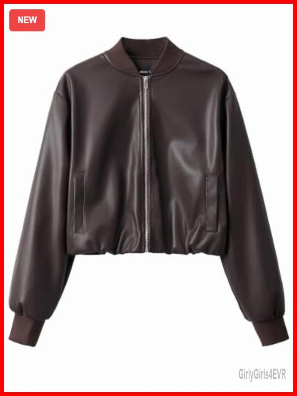 Faux Leather Zip Up Baseball Jacket
